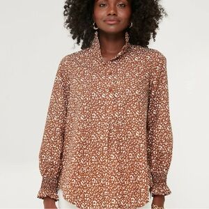 Tuckernuck Teagan Floral Cheetah Popover Top - Size Small